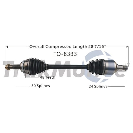 Surtrack Axle Cv Axle Shaft, To-8333 TO-8333